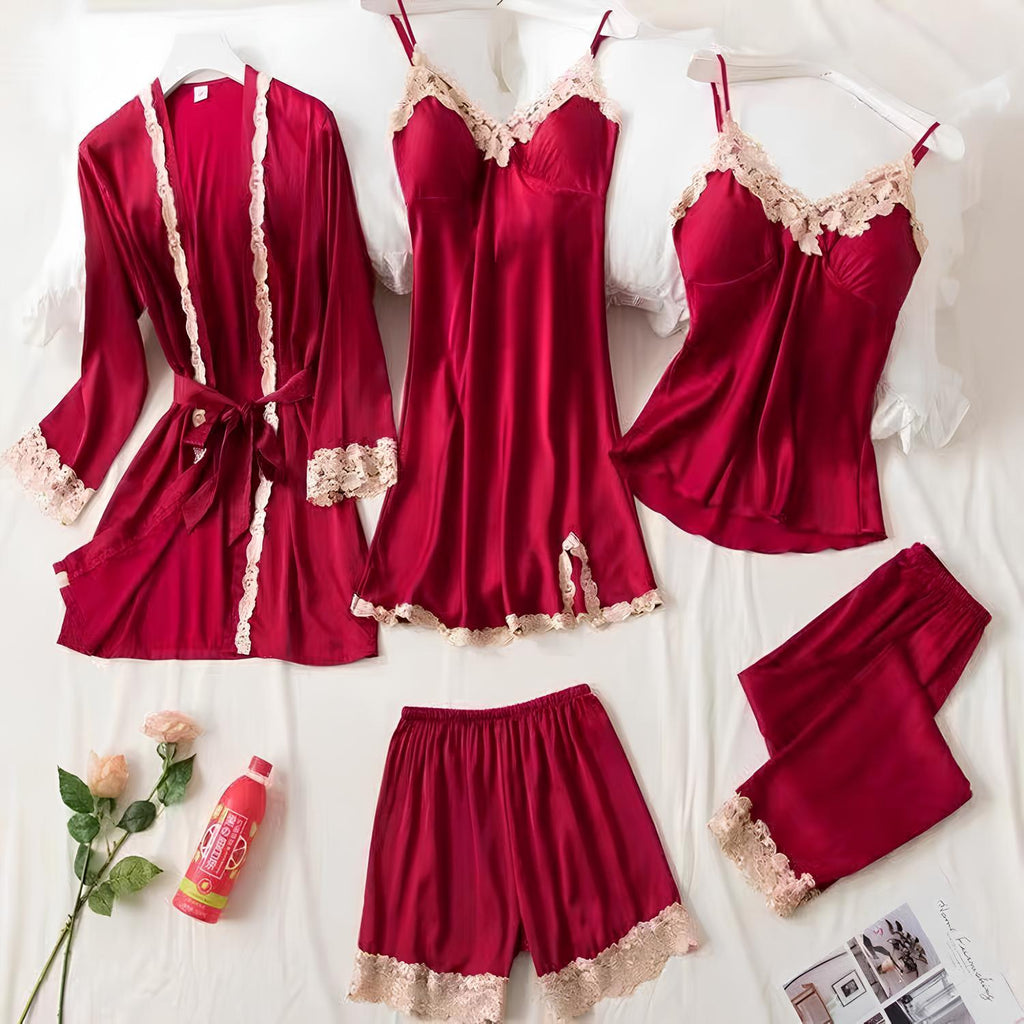 Nocturne Luxe Satin Nightdress Set (5 Pieces)