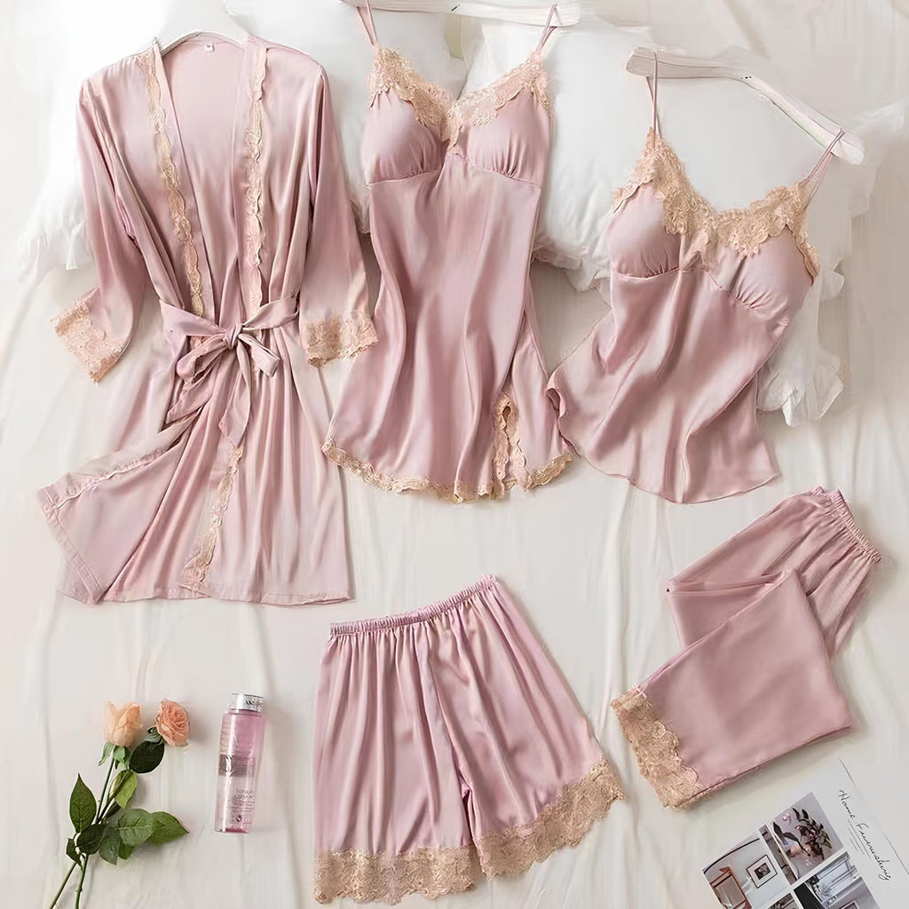 Nocturne Luxe Satin Nightdress Set (5 Pieces)