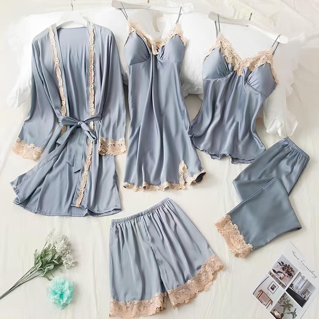 Nocturne Luxe Satin Nightdress Set (5 Pieces)