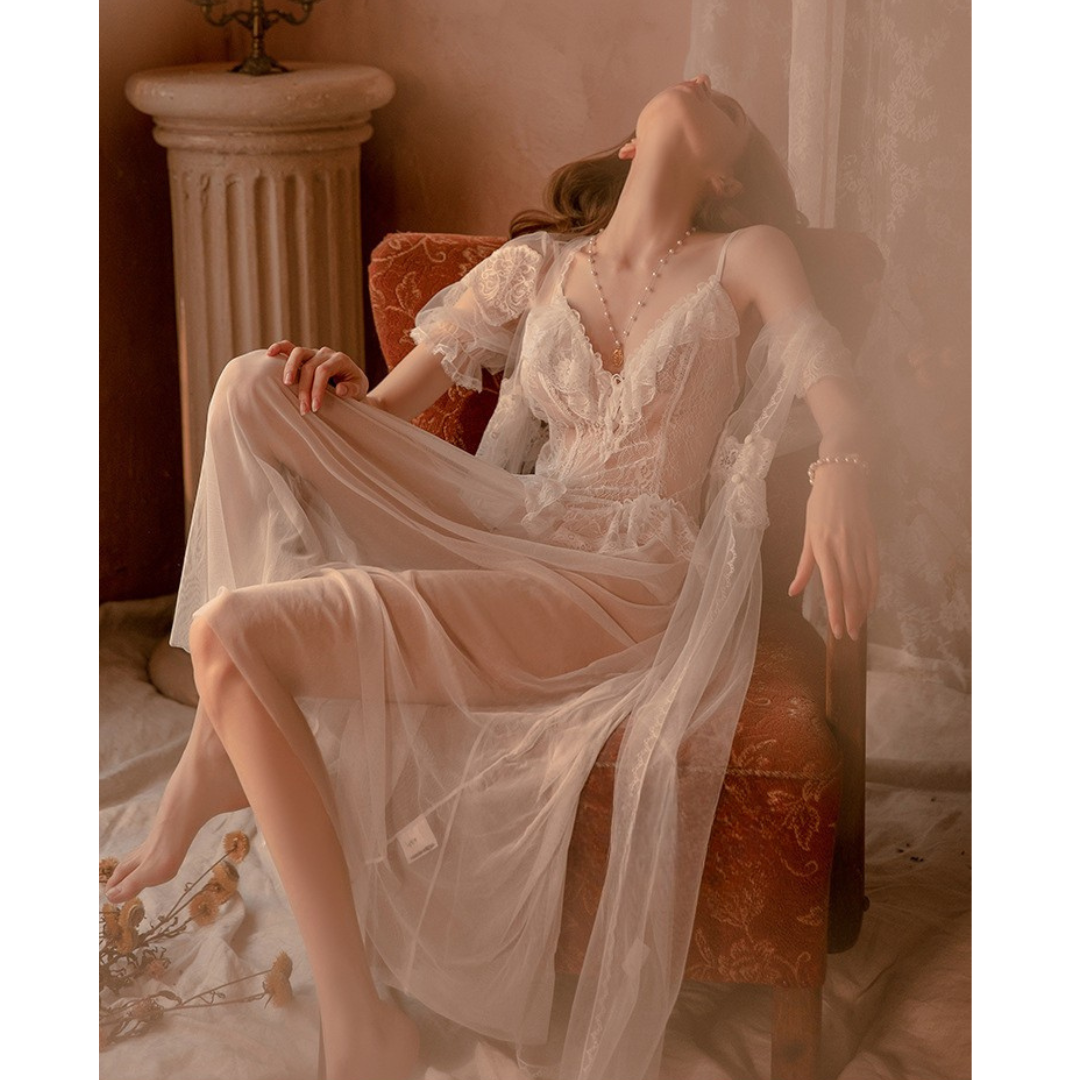 Éthera Voile Nightdress Set (3 Pieces)