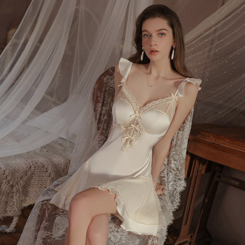 Chérie Voilée Satin Nightdress Set