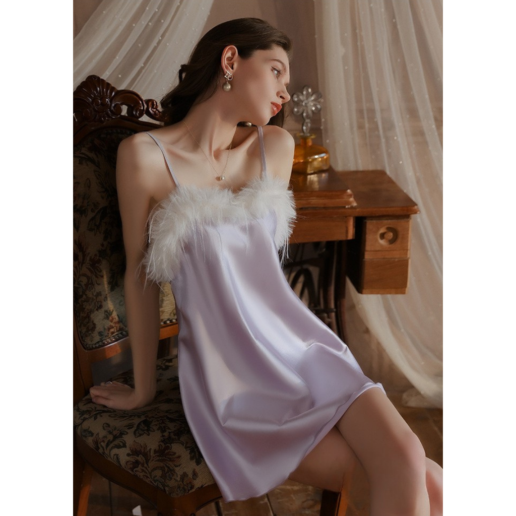 Feather Whisper Satin Nightdress Set