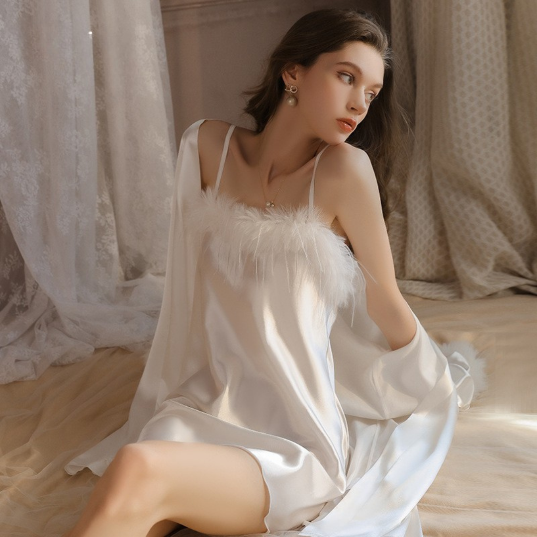 Feather Whisper Satin Nightdress Set