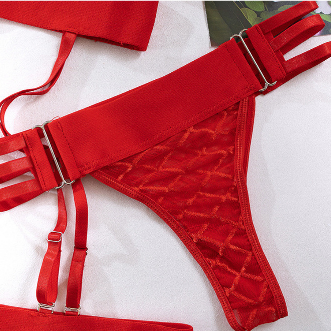 Fishnet Desire Garter Lingerie Set