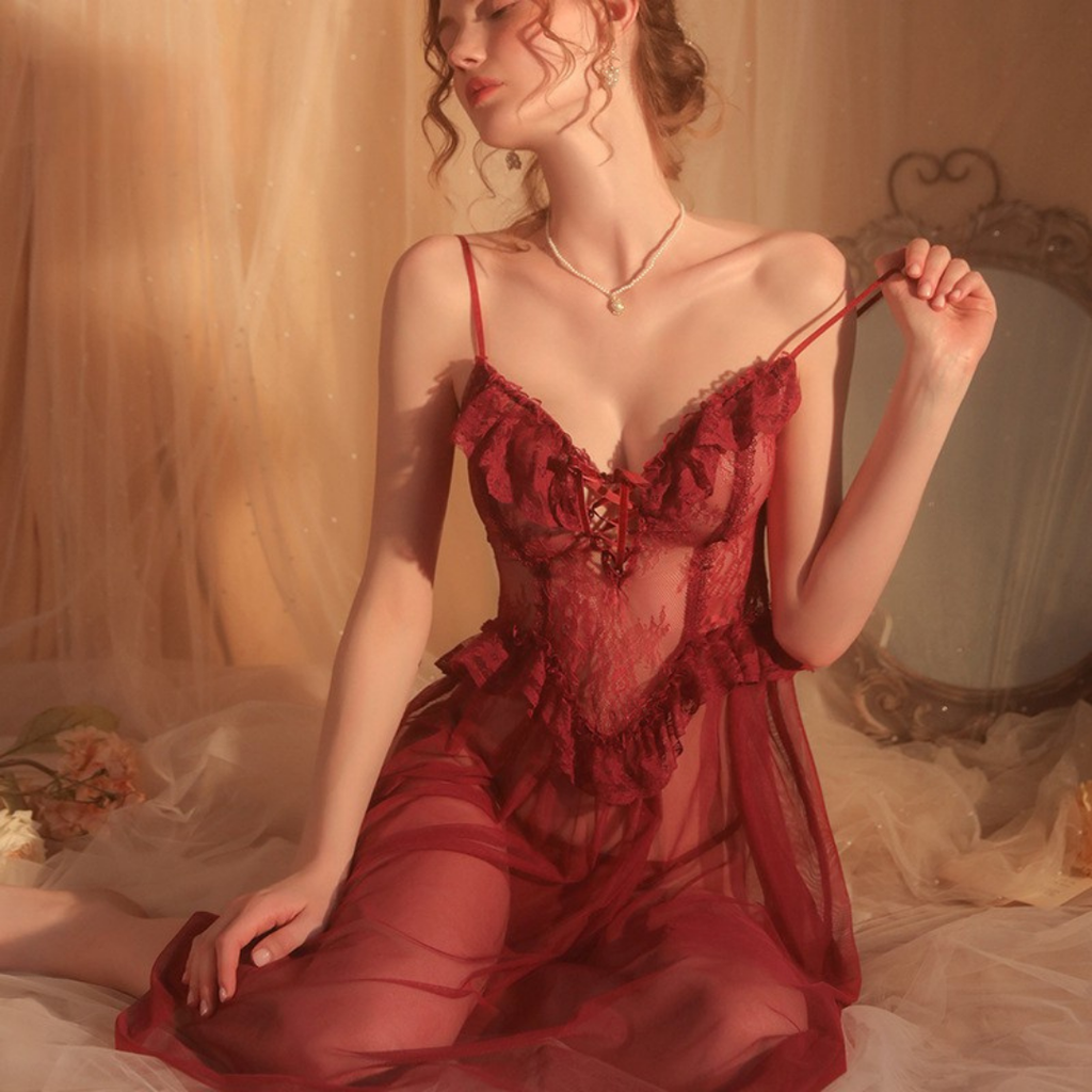 Éthera Voile Nightdress Set (3 Pieces)