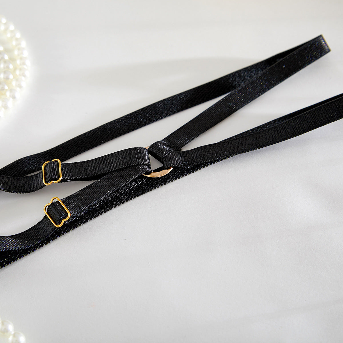 Noir Éclipse Strappy Garter Lingerie Set