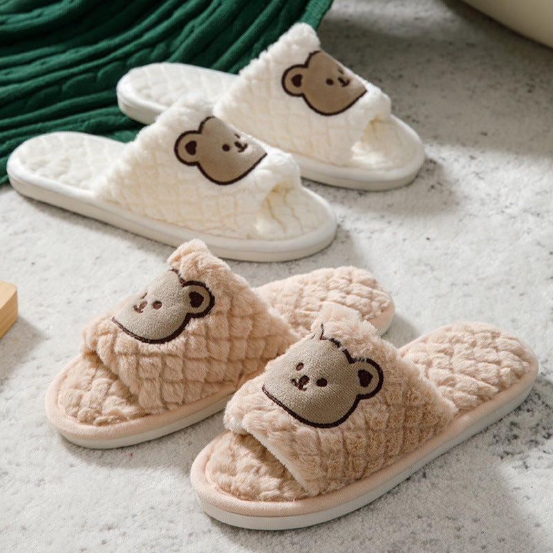 Fluffy Bear Unisex Plush Home Slippers