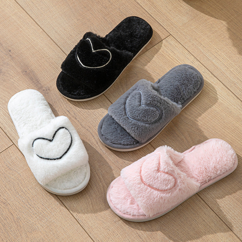 Sweet Heart Plush Home Slippers