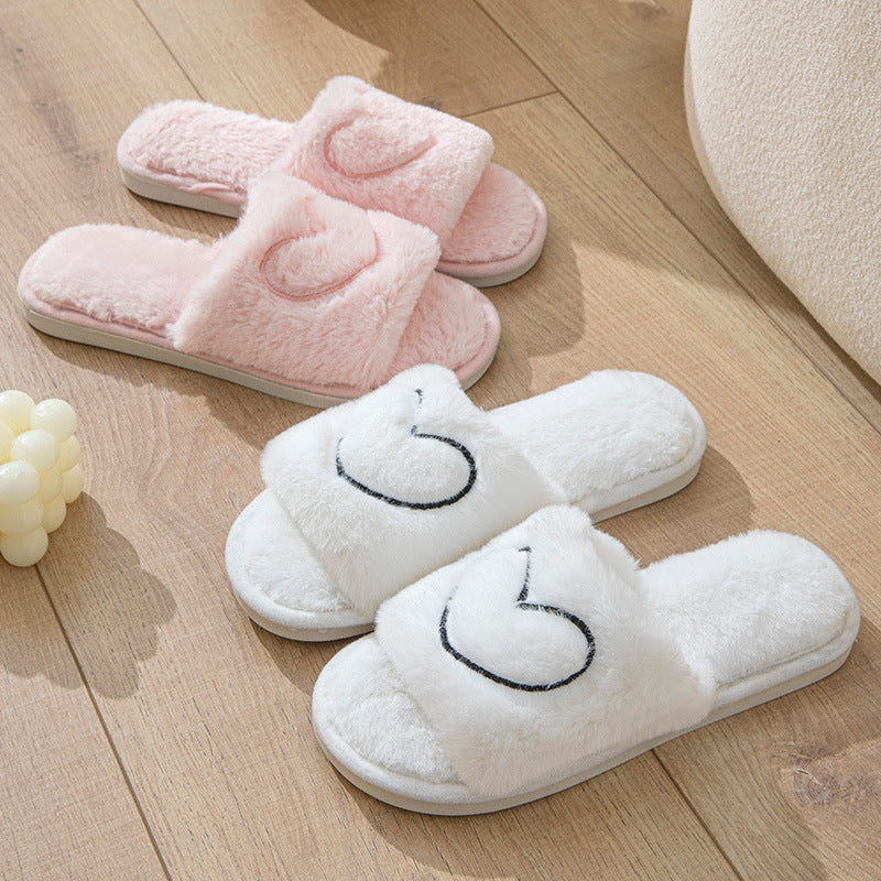 Sweet Heart Plush Home Slippers
