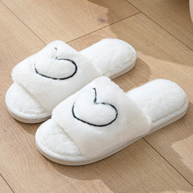 Sweet Heart Plush Home Slippers