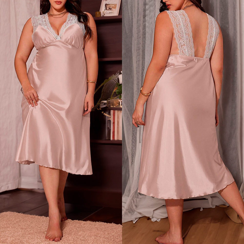 Saphira Lune Satin Nightdress -  Plus Size