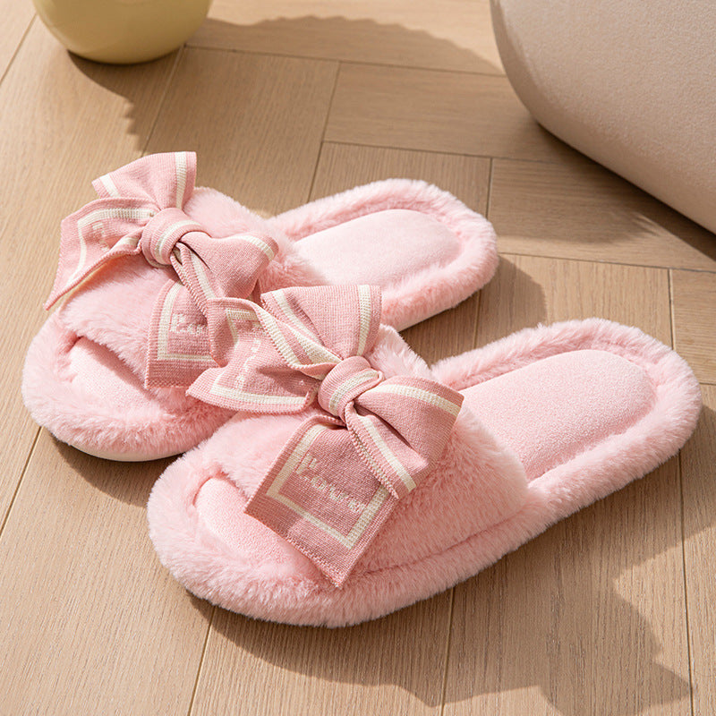 Love Bow Plush Home Slippers
