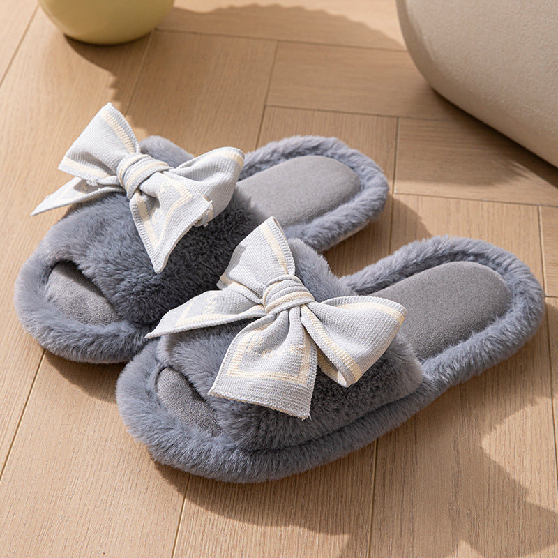 Love Bow Plush Home Slippers