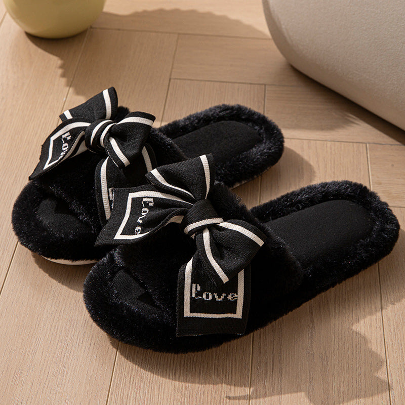 Love Bow Plush Home Slippers