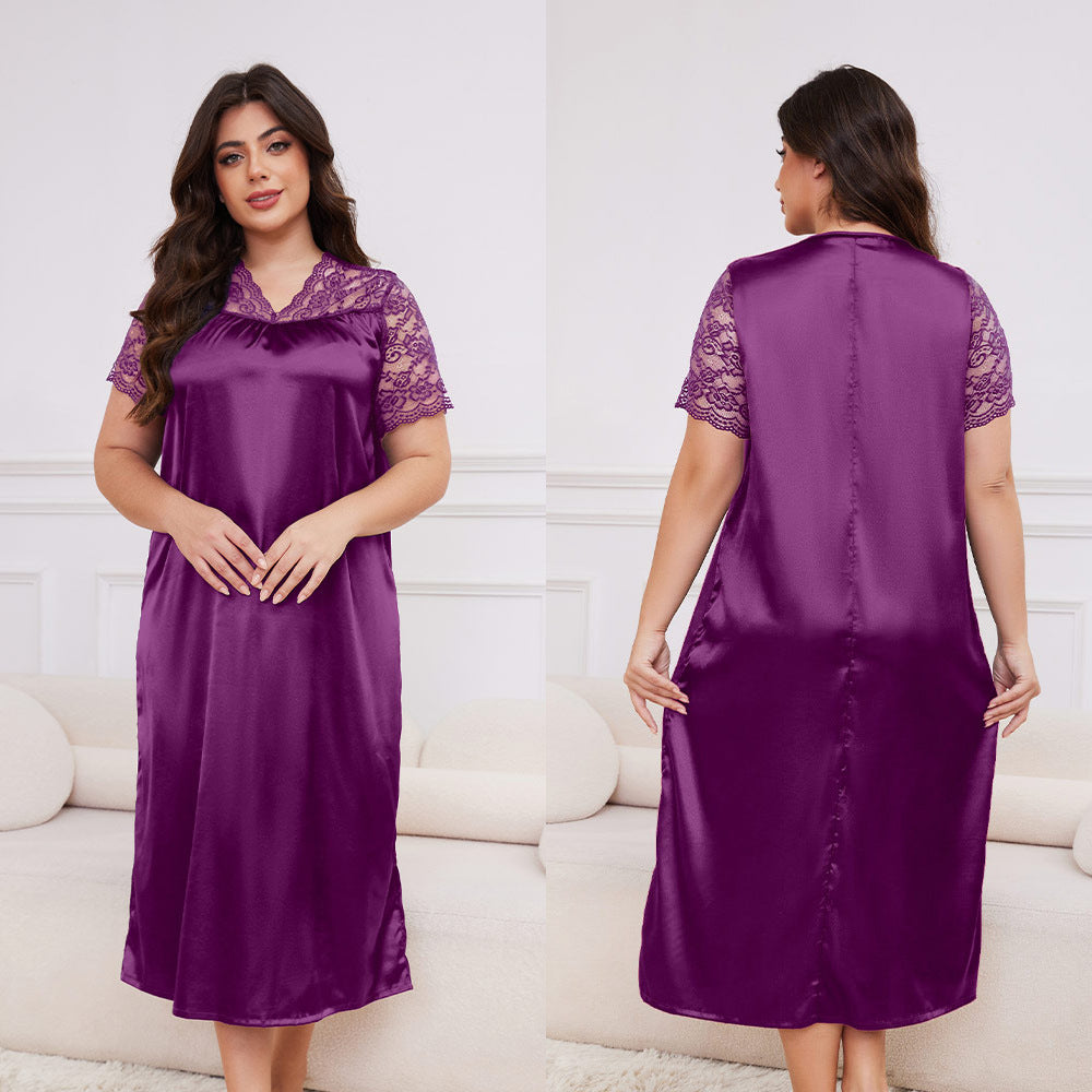 Nora Faye Satin Nightdress & Robe Set -  Plus Size