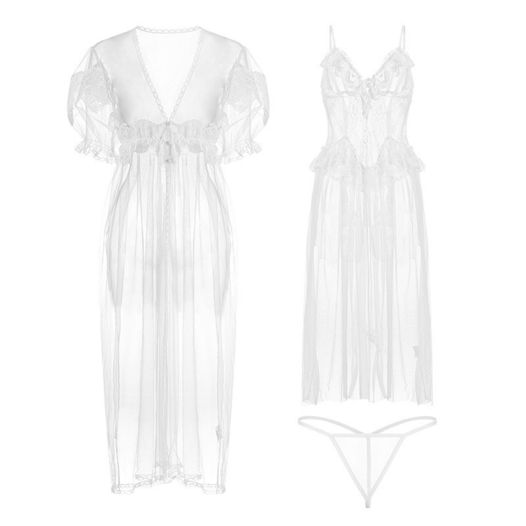Éthera Voile Nightdress Set (3 Pieces)