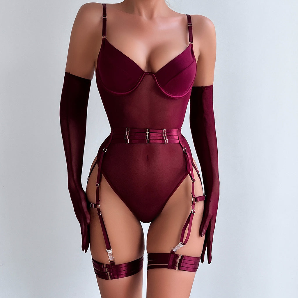 Noir Fièvre Garter Bodysuit Set