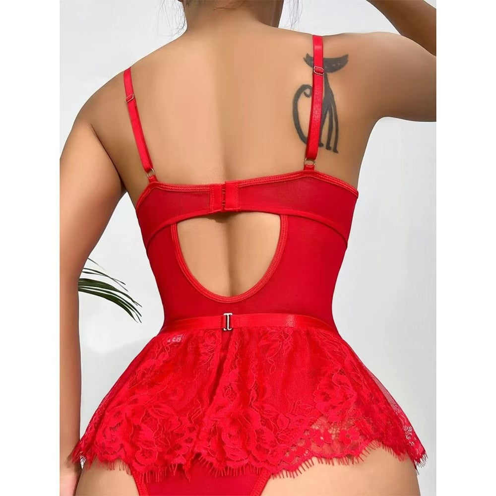 Scarlet Seduction Garter Lingerie Set