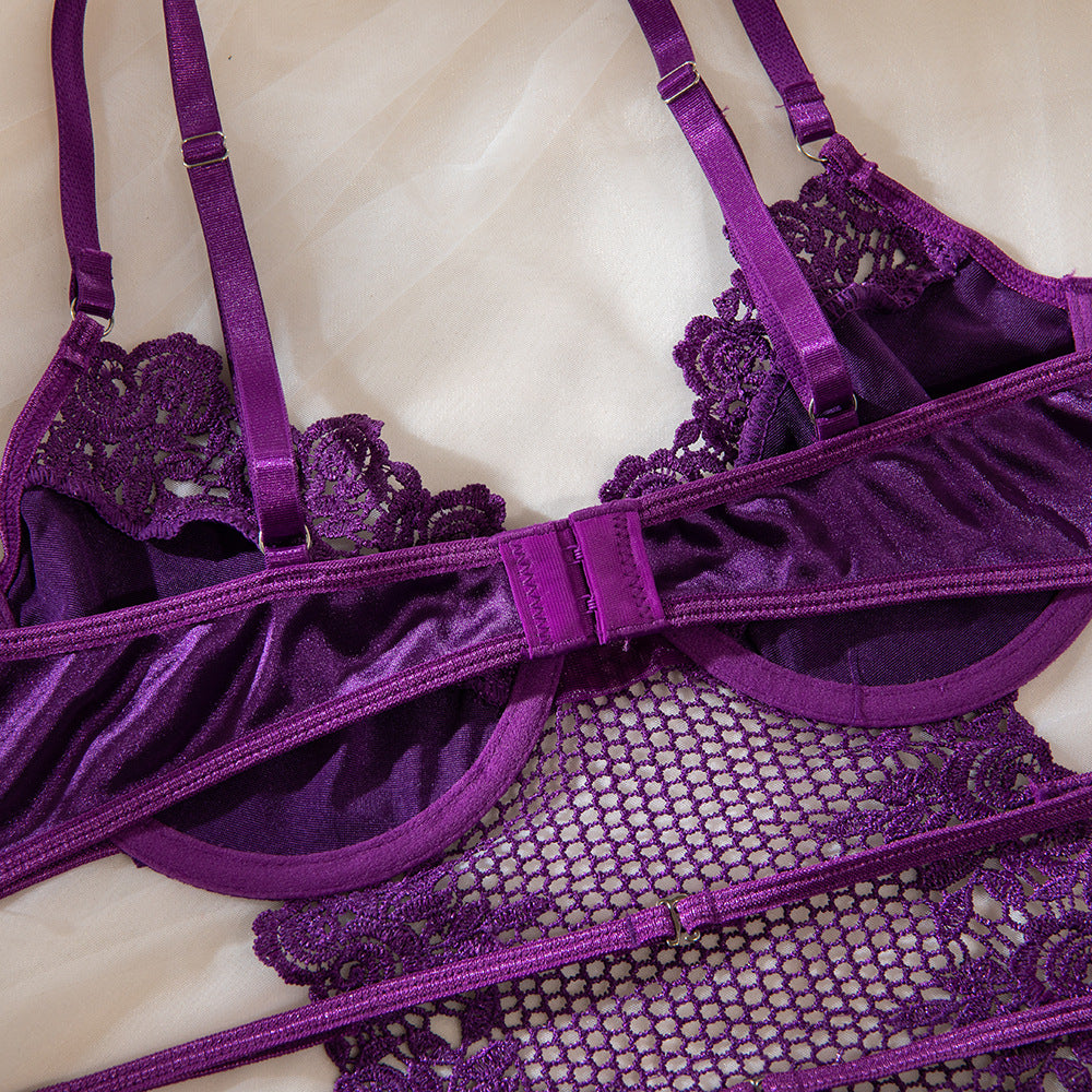 Purple Temptation Garter Lingerie Set