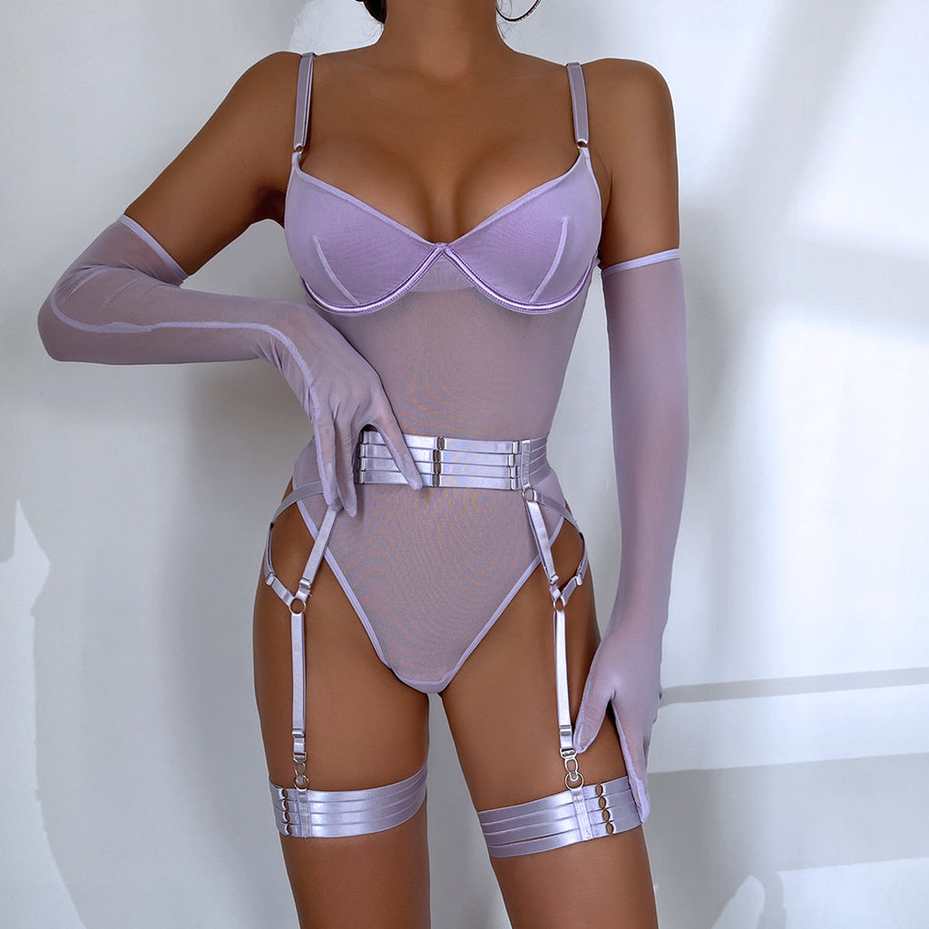 Noir Fièvre Garter Bodysuit Set