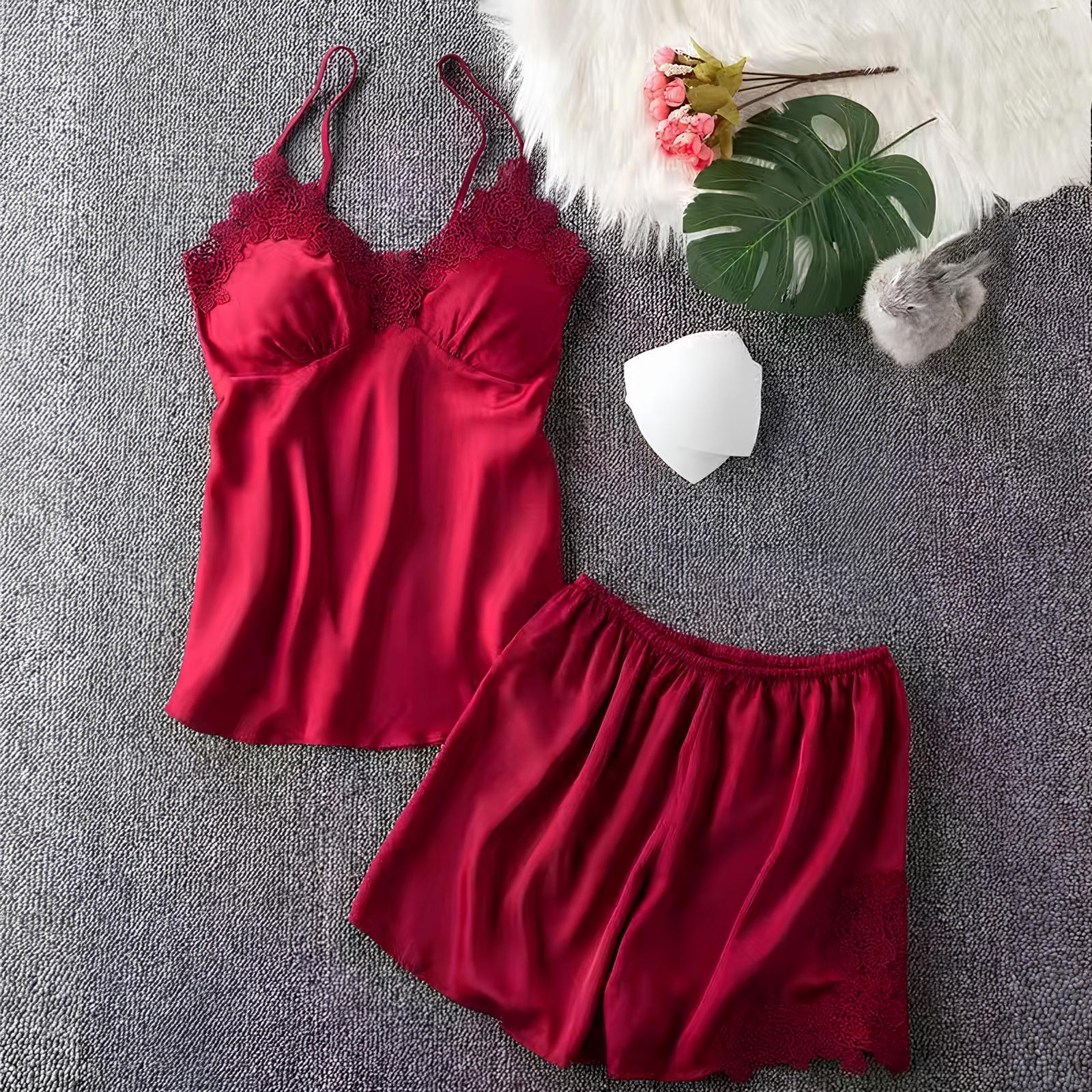 Silken Harmony Satin Nightdress Set (5 Pieces)