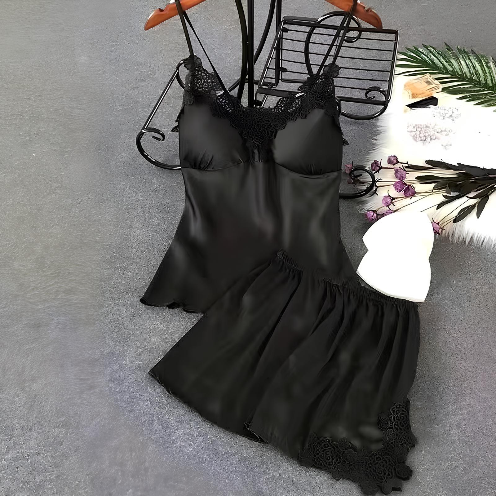 Silken Harmony Satin Nightdress Set (5 Pieces)