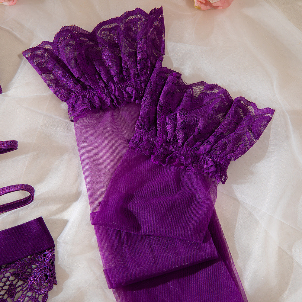 Purple Temptation Garter Lingerie Set