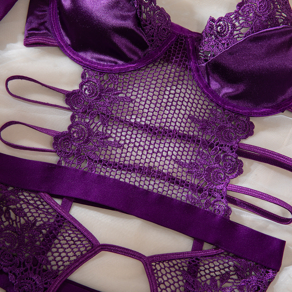 Purple Temptation Garter Lingerie Set
